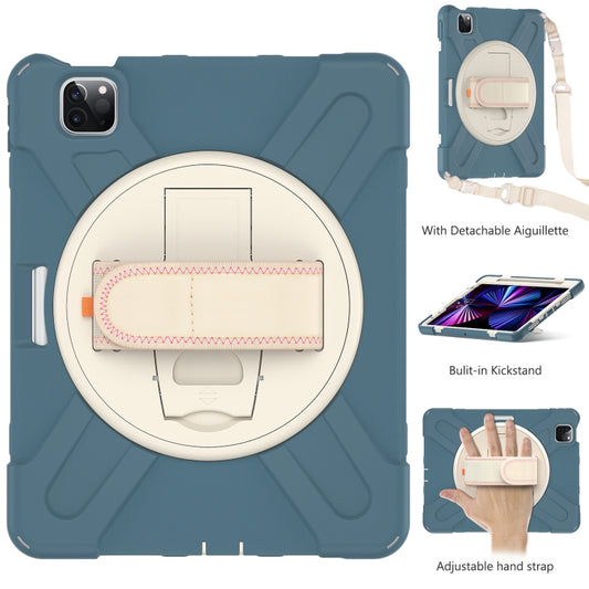 For iPad Air 11 2024 / Air 5 10.9 2022 / Air 4 10.9 2020 / Pro 11 2022 /2021 / 2018 / 2020 Silicone + PC Protective Tablet Case with Holder & Shoulder Strap(Cornflower Blue) - iPad Pro 11 (2022/2021) Cases by buy2fix | Online Shopping UK | buy2fix