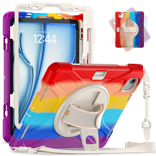 For iPad Air 11 2024 / Air 5 10.9 2022 / Air 4 10.9 2020 / Pro 11 2022 /2021 / 2018 / 2020 Silicone + PC Protective Tablet Case with Holder & Shoulder Strap(Colorful Red) - iPad Pro 11 (2022/2021) Cases by buy2fix | Online Shopping UK | buy2fix