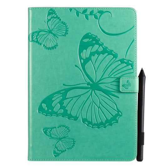 For iPad 10.2 / Pro 10.5 / Air 2019 Pressed Printing Butterfly Pattern Horizontal Flip PU Leather Case with Holder & Card Slots & Wallet & Pen Slot(Green) by buy2fix