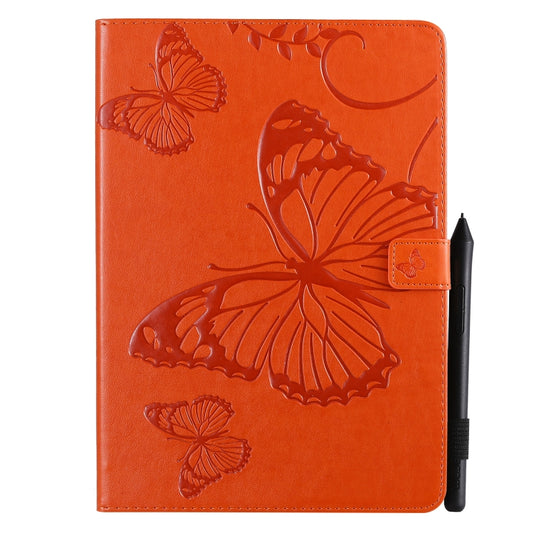 For iPad 10.2 / Pro 10.5 / Air 2019 Pressed Printing Butterfly Pattern Horizontal Flip PU Leather Case with Holder & Card Slots & Wallet & Pen Slot(Orange) by buy2fix