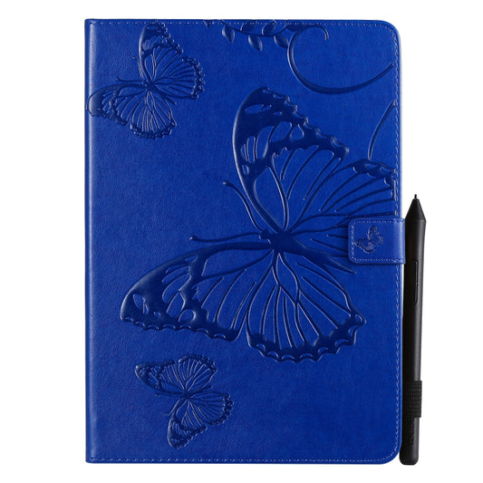 For iPad 10.2 / Pro 10.5 / Air 2019 Pressed Printing Butterfly Pattern Horizontal Flip PU Leather Case with Holder & Card Slots & Wallet & Pen Slot(Blue) by buy2fix