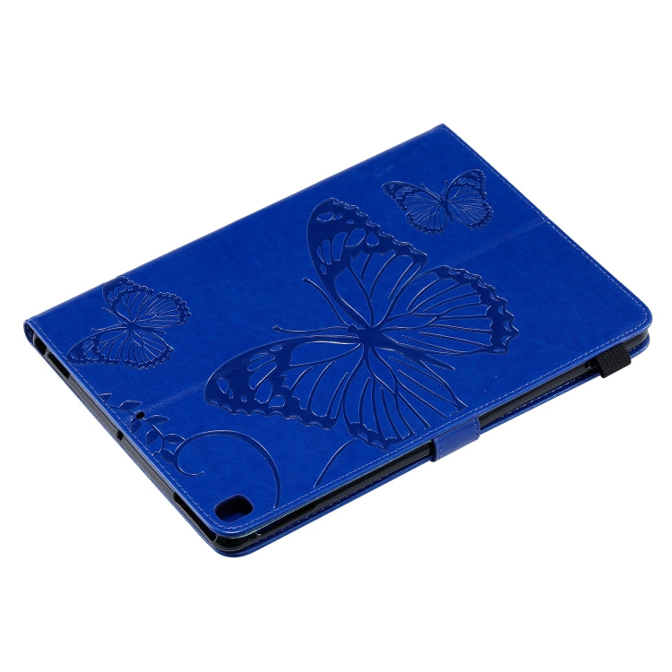 For iPad 10.2 / Pro 10.5 / Air 2019 Pressed Printing Butterfly Pattern Horizontal Flip PU Leather Case with Holder & Card Slots & Wallet & Pen Slot(Blue) by buy2fix