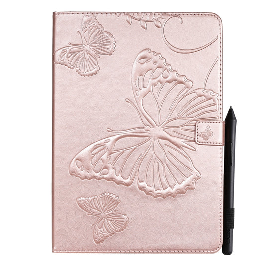 For iPad 10.2 / Pro 10.5 / Air 2019 Pressed Printing Butterfly Pattern Horizontal Flip PU Leather Case with Holder & Card Slots & Wallet & Pen Slot(Rose Gold) by buy2fix