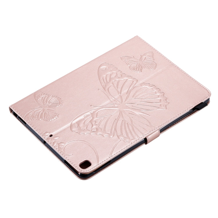 For iPad 10.2 / Pro 10.5 / Air 2019 Pressed Printing Butterfly Pattern Horizontal Flip PU Leather Case with Holder & Card Slots & Wallet & Pen Slot(Rose Gold) by buy2fix