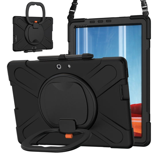 For Microsoft Surface Pro X / Pro X 2021 Silicone + PC Protective Case with Holder & Shoulder Strap(Black) by buy2fix