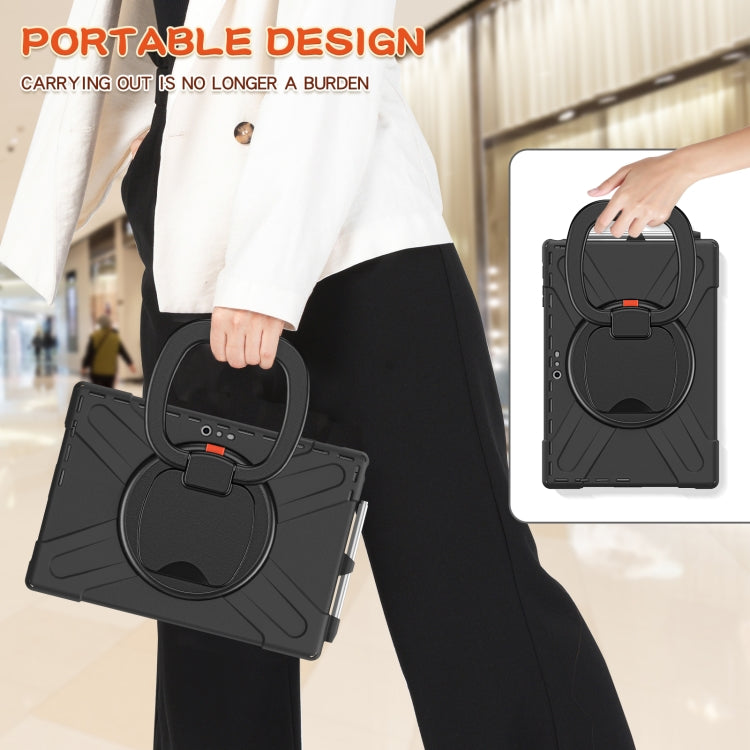 For Microsoft Surface Pro 7+/7/6/5/4 Silicone + PC Protective Case with Holder & Shoulder Strap(Black) by buy2fix