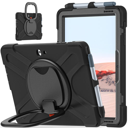 For Microsoft Surface Go 4 / 3 / 2 / 1 Silicone + PC Protective Case with Holder & Shoulder Strap(Black) - Others by buy2fix | Online Shopping UK | buy2fix