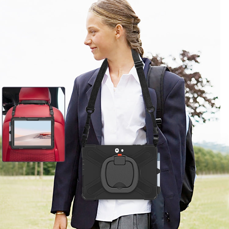 For Microsoft Surface Go 4 / 3 / 2 / 1 Silicone + PC Protective Case with Holder & Shoulder Strap(Black) by buy2fix