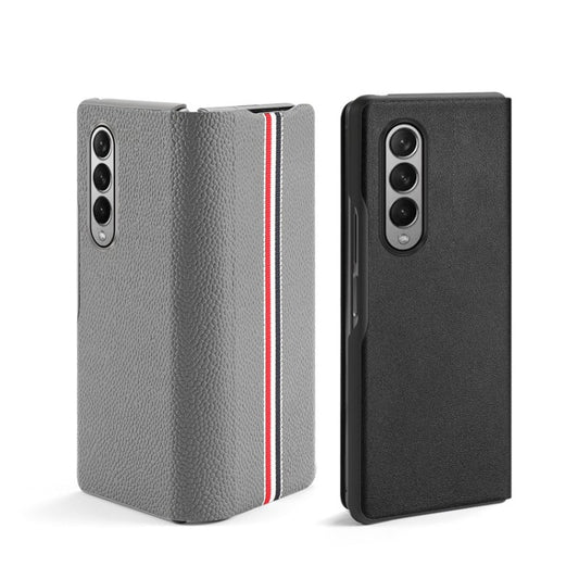 For Samsung Galaxy Z Fold3 5G Cowhide Shockproof Fold Splicing Leather Case(Black) by buy2fix