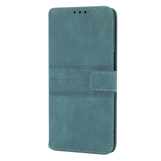 For Xiaomi Redmi Note 9 Pro Max Embossed Striped Magnetic Buckle PU + TPU Horizontal Flip Leather Case with Holder & Card Slot & Wallet & Photo Frame & Sling(Green) by buy2fix