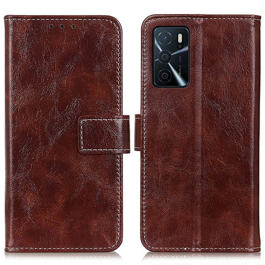 For OPPO A16 Retro Crazy Horse Texture Horizontal Flip Leather Case with Holder & Card Slots & Photo Frame & Wallet(Brown) by buy2fix