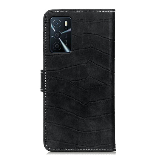 For OPPO A16 Magnetic Crocodile Texture Horizontal Flip Leather Case with Holder & Card Slots & Wallet(Black) by buy2fix