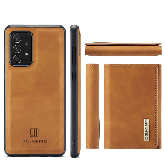 For Samsung Galaxy A52 5G / 4G DG.MING M1 Series 3-Fold Multi Card Wallet Back Cover Shockproof Case with Holder Function(Brown) by DG.MING