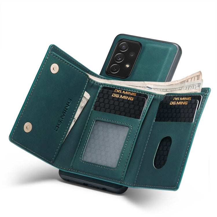 For Samsung Galaxy A72 5G / 4G DG.MING M1 Series 3-Fold Multi Card Wallet Back Cover Shockproof Case with Holder Function(Green) - Galaxy Phone Cases by DG.MING | Online Shopping UK | buy2fix