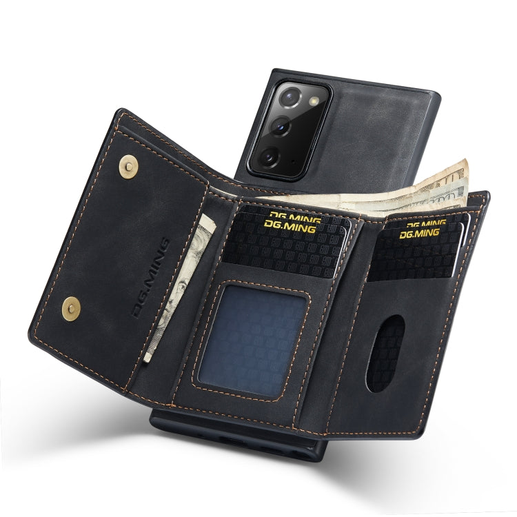 For Samsung Galaxy Note20 DG.MING M1 Series 3-Fold Multi Card Wallet Back Cover Shockproof Case with Holder Function(Black) by DG.MING