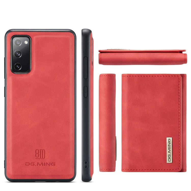 For Samsung Galaxy S20 FE DG.MING M1 Series 3-Fold Multi Card Wallet Back Cover Shockproof Case with Holder Function(Red) - Galaxy S20 FE Cases by DG.MING | Online Shopping UK | buy2fix