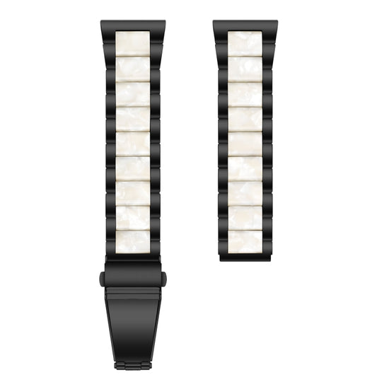 For Samsung Smart Watch 20mm Three-beads Steel + Resin Watch Band(Black White) by buy2fix