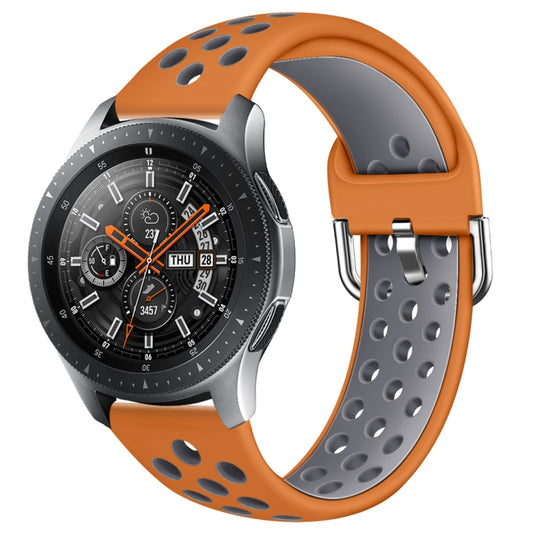 For Galaxy Watch 46 / S3 / Huawei Watch GT 1 / 2 22mm Smart Watch Silicone Double Color Watch Band, Size:L(Orange Grey) by buy2fix