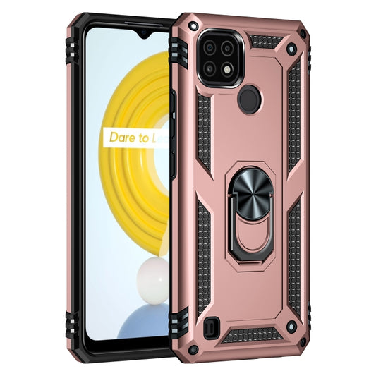 For OPPO Realme C21 Shockproof TPU + PC Protective Case with 360 Degree Rotating Holder(Rose Gold) by buy2fix