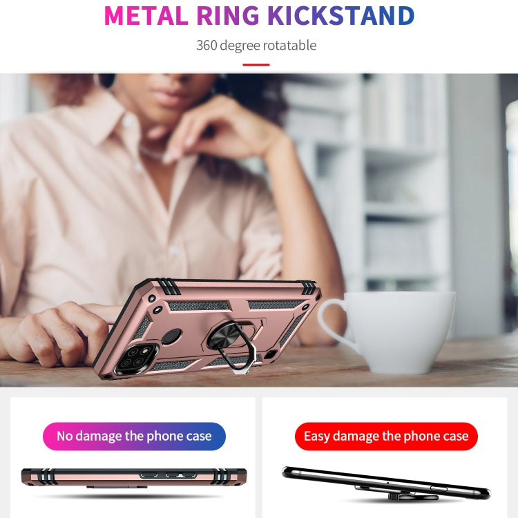 For OPPO Realme C21 Shockproof TPU + PC Protective Case with 360 Degree Rotating Holder(Rose Gold) by buy2fix