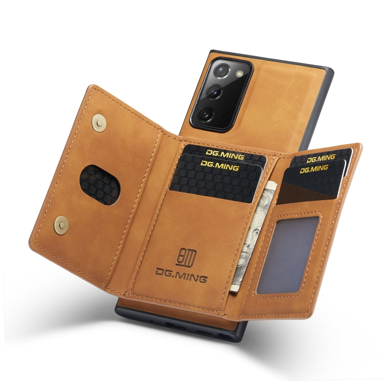 For Samsung Galaxy Note20 DG.MING M2 Series 3-Fold Multi Card Bag Back Cover Shockproof Case with Wallet & Holder Function(Brown) by DG.MING