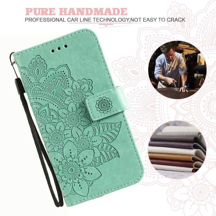 For Google Pixel 6 7-petal Flowers Embossing Pattern Horizontal Flip PU Leather Case with Holder & Card Slots & Wallet & Photo Frame(Green) by buy2fix