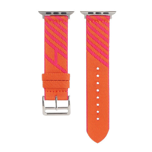 Nylon Single Loop Watch Band For Apple Watch Ultra 49mm&Watch Ultra 2 49mm / Series 9&8&7 45mm / SE 3&SE 2&6&SE&5&4 44mm / 3&2&1 42mm(Orange+Pink) by buy2fix