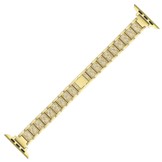 14mm Three-beads Diamond Aluminum Alloy Watch Band For Apple Watch Series 9&8&7 41mm / SE 3&SE 2&6&SE&5&4 40mm / 3&2&1 38mm(Gold) by buy2fix