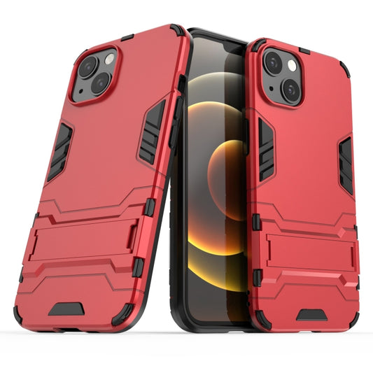 For iPhone 13 PC + TPU Shockproof Protective Case with Invisible Holder(Red) by buy2fix
