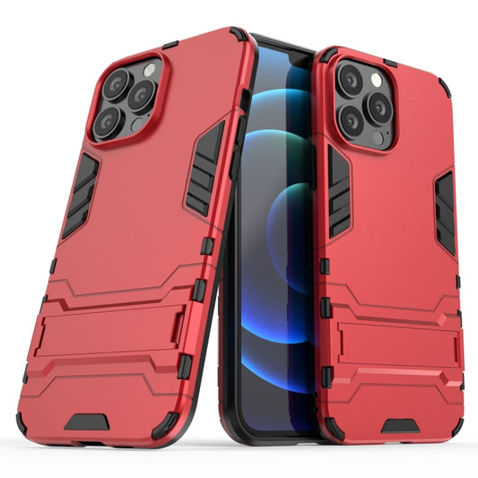 For iPhone 13 Pro Max PC + TPU Shockproof Protective Case with Invisible Holder (Red) by buy2fix