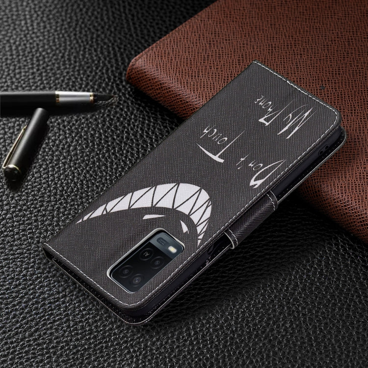 For OPPO A54 4G / A55 5G Colored Drawing Pattern Horizontal Flip Leather Case with Holder & Card Slots & Wallet(Smirk) by buy2fix