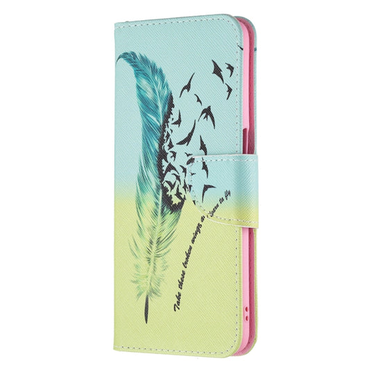 For OPPO A74 / A93 / A54 5G Colored Drawing Pattern Horizontal Flip Leather Case with Holder & Card Slots & Wallet(Feather) by buy2fix