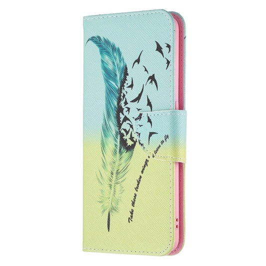 For OPPO A94 5G / Reno5 Z 5G / F19 Pro+ Colored Drawing Pattern Horizontal Flip Leather Case with Holder & Card Slots & Wallet(Feather) by buy2fix