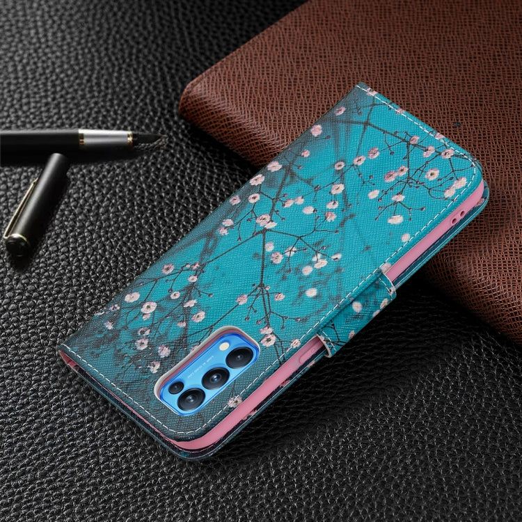 For OPPO Reno5 Colored Drawing Pattern Horizontal Flip Leather Case with Holder & Card Slots & Wallet(Plum Blossom) by buy2fix