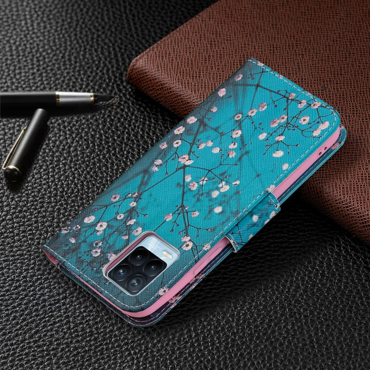 For OPPO Realme 8 / Realme 8 Pro Colored Drawing Pattern Horizontal Flip Leather Case with Holder & Card Slots & Wallet(Plum Blossom) by buy2fix