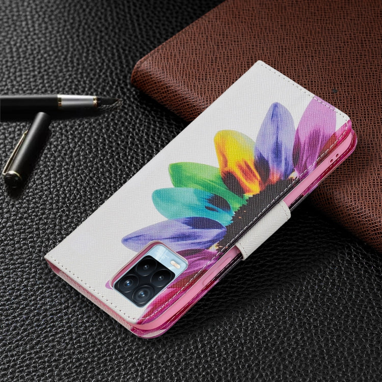 For OPPO Realme 8 / Realme 8 Pro Colored Drawing Pattern Horizontal Flip Leather Case with Holder & Card Slots & Wallet(Sun Flower) by buy2fix
