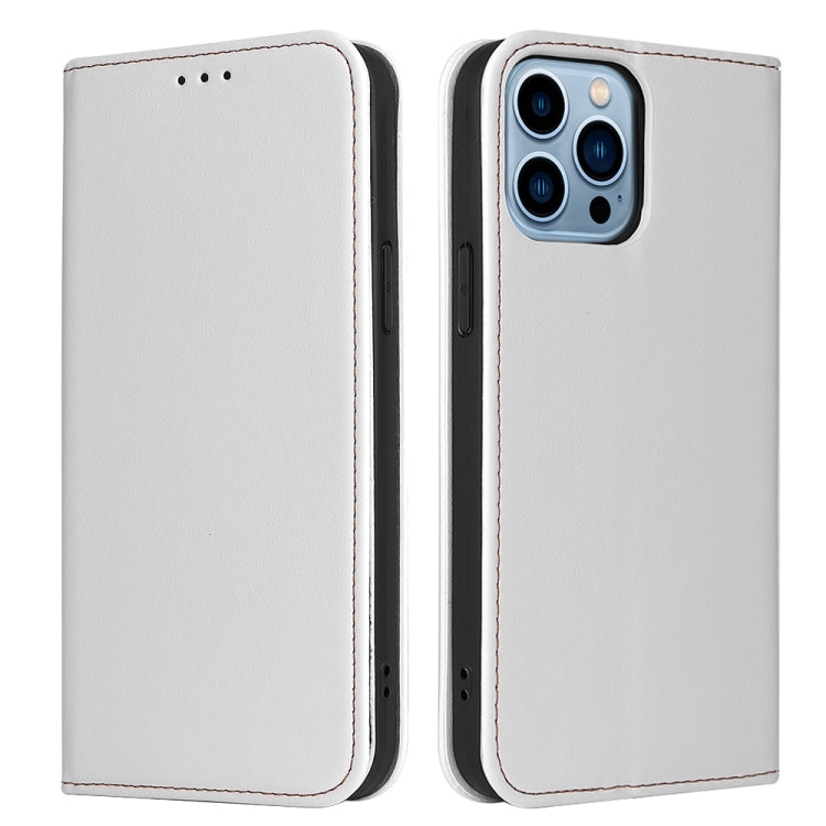 For iPhone 13 Pro Max Fierre Shann PU Leather Texture Horizontal Flip Leather Case with Holder & Card Slots & Wallet (White) - iPhone 13 Pro Max Cases by FIERRE SHANN | Online Shopping UK | buy2fix