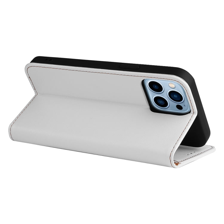 For iPhone 13 Pro Max Fierre Shann PU Leather Texture Horizontal Flip Leather Case with Holder & Card Slots & Wallet (White) - iPhone 13 Pro Max Cases by FIERRE SHANN | Online Shopping UK | buy2fix