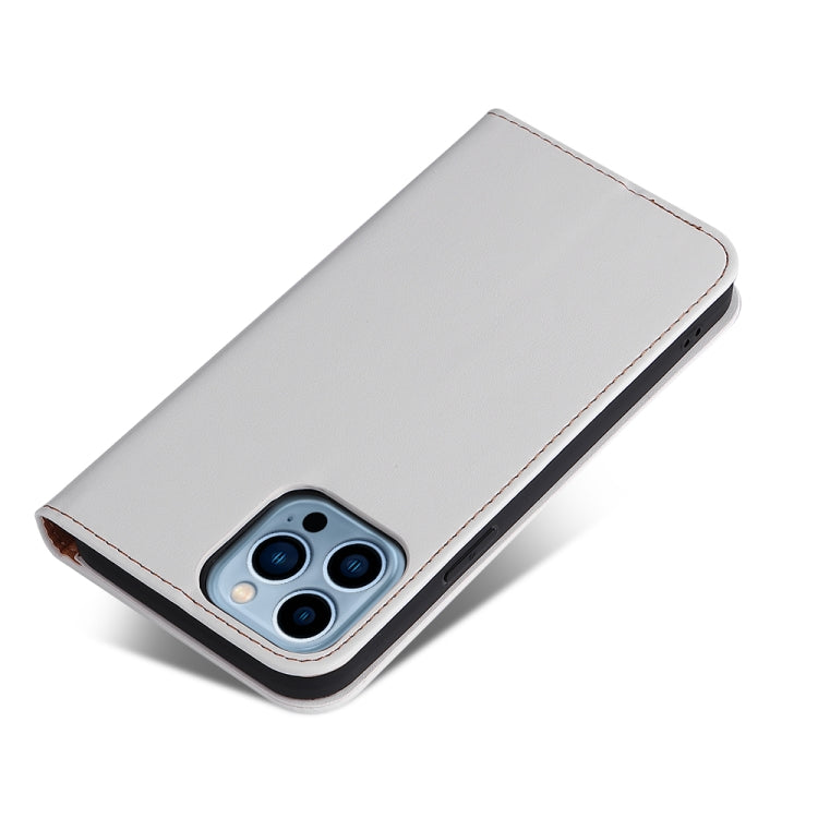 For iPhone 13 Pro Max Fierre Shann PU Leather Texture Horizontal Flip Leather Case with Holder & Card Slots & Wallet (White) - iPhone 13 Pro Max Cases by FIERRE SHANN | Online Shopping UK | buy2fix