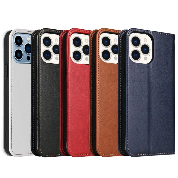 For iPhone 13 Pro Max Fierre Shann PU Leather Texture Horizontal Flip Leather Case with Holder & Card Slots & Wallet (White) - iPhone 13 Pro Max Cases by FIERRE SHANN | Online Shopping UK | buy2fix