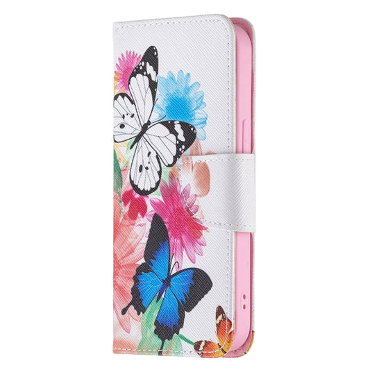 For iPhone 13 Colored Drawing Pattern Horizontal Flip Leather Case with Holder & Card Slots & Wallet(Two Butterflies) by buy2fix