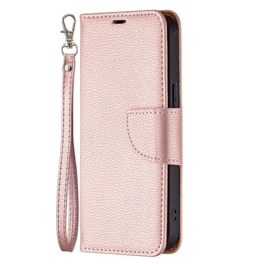 For iPhone 13 Litchi Texture Pure Color Horizontal Flip Leather Case with Holder & Card Slots & Wallet & Lanyard(Rose Gold) by buy2fix
