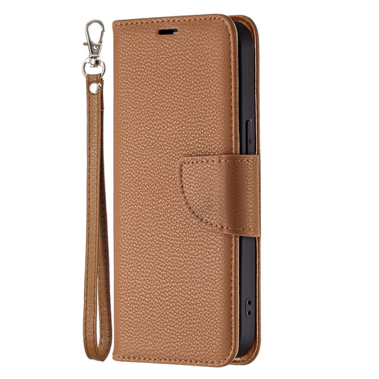 For iPhone 13 Pro Max Litchi Texture Pure Color Horizontal Flip Leather Case with Holder & Card Slots & Wallet & Lanyard (Brown) by buy2fix