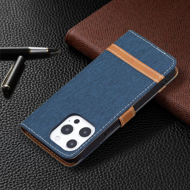 For iPhone 13 mini Color Matching Denim Texture Horizontal Flip Leather Case with Holder & Card Slots & Wallet & Lanyard (Dark Blue) by buy2fix