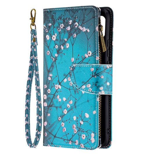 For OPPO A15 Colored Drawing Pattern Zipper Horizontal Flip Leather Case with Holder & Card Slots & Wallet(Plum Blossom) by buy2fix