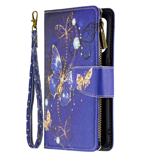 For OPPO Reno5 5G Colored Drawing Pattern Zipper Horizontal Flip Leather Case with Holder & Card Slots & Wallet(Purple Butterfly) by buy2fix