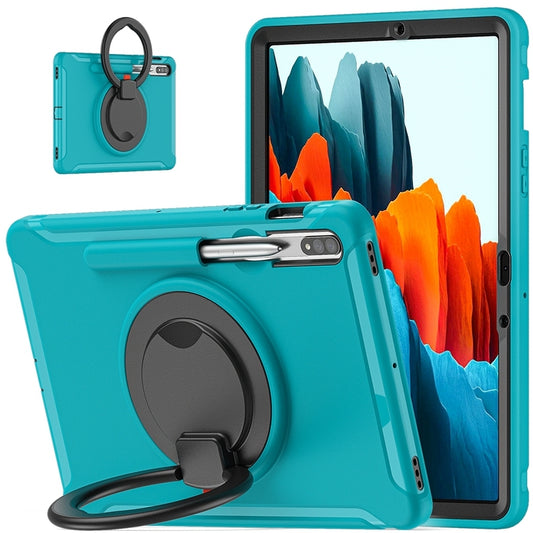 For Samsung Galaxy Tab S8 / Galaxy Tab S7 870 Shockproof TPU + PC Protective Case with 360 Degree Rotation Foldable Handle Grip Holder & Pen Slot(Blue) by buy2fix