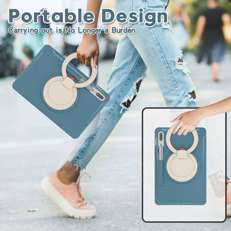 For Samsung Galaxy Tab S8 / Galaxy Tab S7 870 Shockproof TPU + PC Protective Case with 360 Degree Rotation Foldable Handle Grip Holder & Pen Slot(Cornflower Blue) by buy2fix