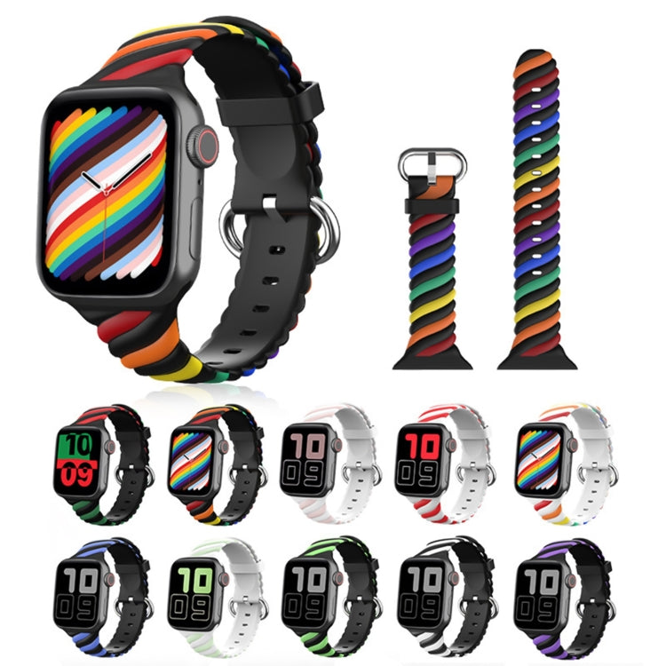 Two-color Twist Silicone Watch Band For Apple Watch Ultra 49mm&Watch Ultra 2 49mm / Series 9&8&7 45mm / SE 3&SE 2&6&SE&5&4 44mm / 3&2&1 42mm(Red White) by buy2fix