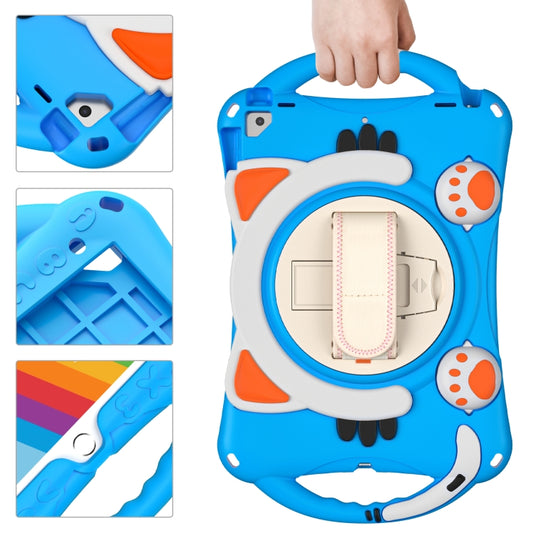 Cute Cat King Kids Shockproof Silicone Tablet Case with Holder & Shoulder Strap & Handle For iPad 10.2 2021 / 2020 / 2019 / Pro 10.5 / Air 10.5(Light Blue) - iPad 10.2 Cases by buy2fix | Online Shopping UK | buy2fix